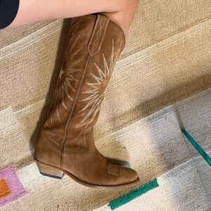 Authentic Golden Goose Brown Suede Heeled Boots, Size - 10 (eu 40)